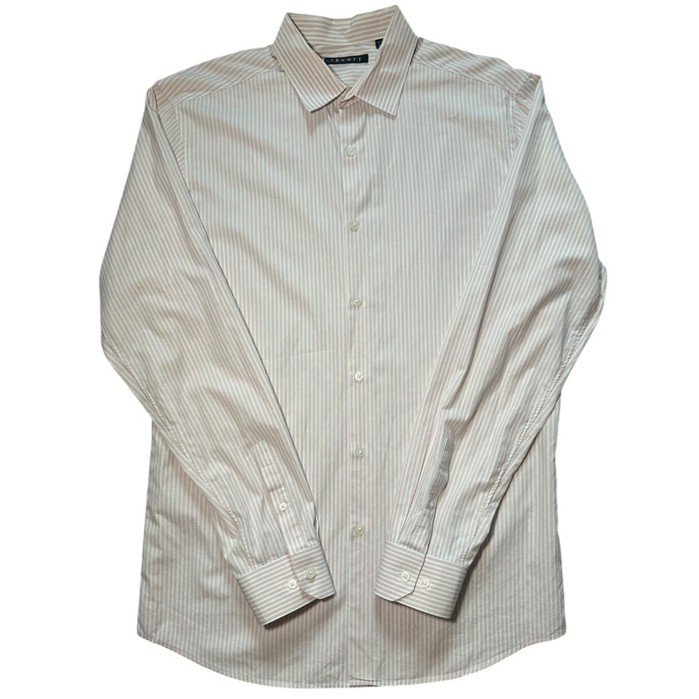 Theory Men's Pink Dress Shirt Long Sleeve Button Up Cotton Slim Neck 15.5